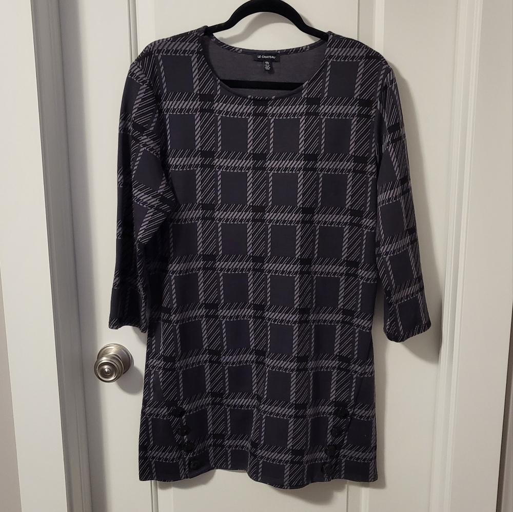 Le chateau Plaid Preppy Sweater Dress
